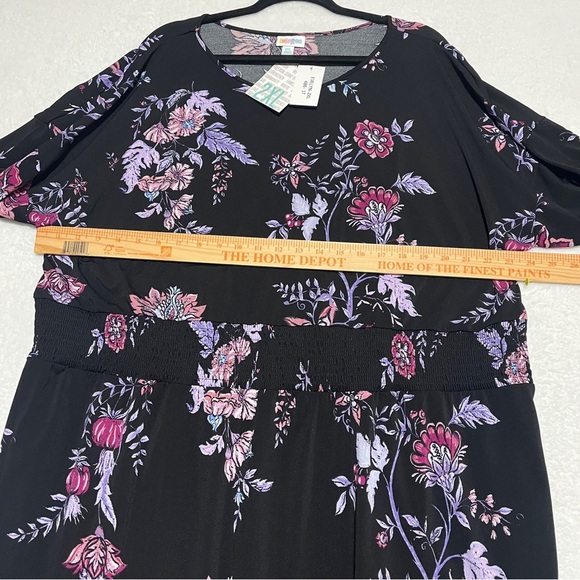 LulaRoe Women Evelyn Maxi Dress Bracelet-length Sleeves Black Purple Floral 2XL - Picture 13 of 13